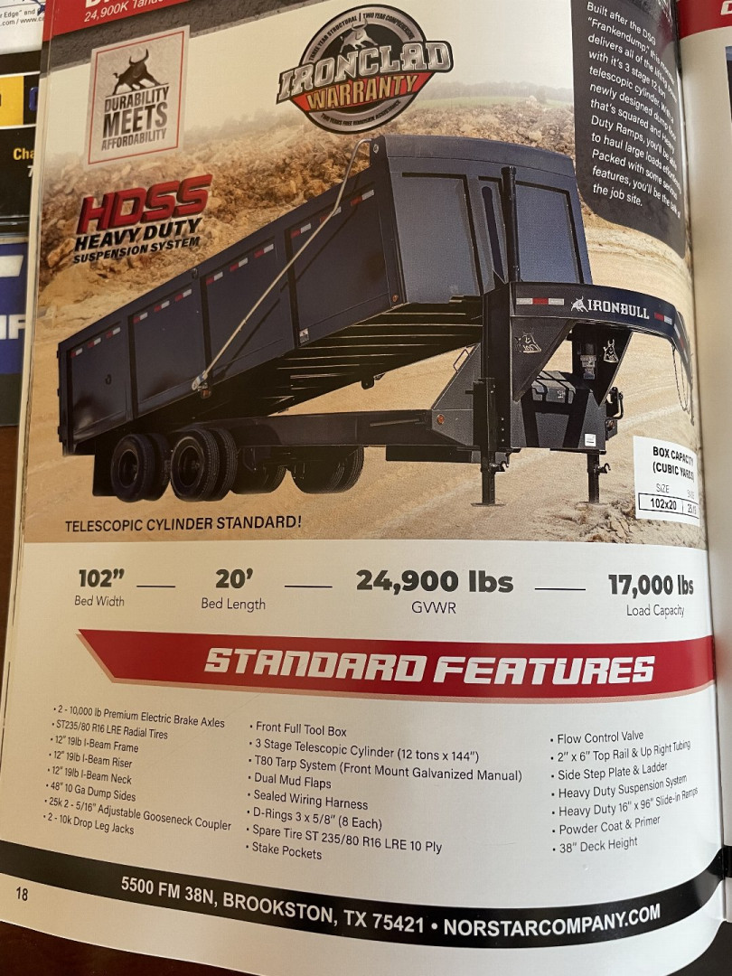 New 2026 Iron Bull HD Dump Trailer 102 X 20'