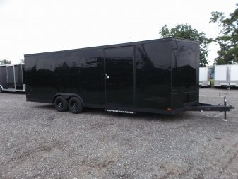 New 2025 COVERED WAGON TRAILERS 8.5x24 Cargo Trailer / Enclosed Cargo Trailer / Enclosed Car Hauler / 7ft Interior / 5200# Axles / Extra Wide Ramp Door / 48" RV Side Door / Bed Lined RV Step / .030 Black Semi-Screwless Exterior / Black Out Package