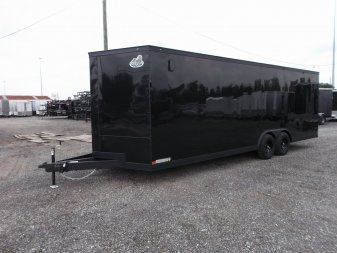 New 2025 COVERED WAGON TRAILERS 8.5x24 Cargo Trailer / Enclosed Cargo Trailer / Enclosed Car Hauler / 7ft Interior / 5200# Axles / Extra Wide Ramp Door / 48" RV Side Door / Bed Lined RV Step / .030 Black Semi-Screwless Exterior / Black Out Package
