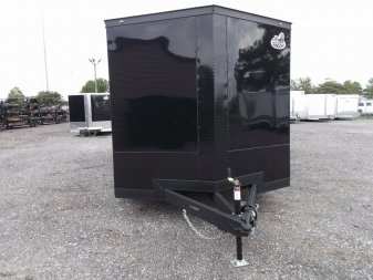 New 2025 COVERED WAGON TRAILERS 8.5x24 Cargo Trailer / Enclosed Car Hauler / 7ft Interior / 5200# Axles / Extra Wide Ramp Door / 48" RV Side Door / Bed Lined RV Step / .030 Black Semi-Screwless Exterior / Black Out Package