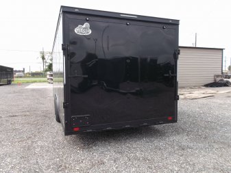 New 2025 COVERED WAGON TRAILERS 8.5x24 Cargo Trailer / Enclosed Car Hauler / 7ft Interior / 5200# Axles / Extra Wide Ramp Door / 48" RV Side Door / Bed Lined RV Step / .030 Black Semi-Screwless Exterior / Black Out Package