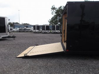 New 2025 COVERED WAGON TRAILERS 8.5x24 Cargo Trailer / Enclosed Car Hauler / 7ft Interior / 5200# Axles / Extra Wide Ramp Door / 48" RV Side Door / Bed Lined RV Step / .030 Black Semi-Screwless Exterior / Black Out Package