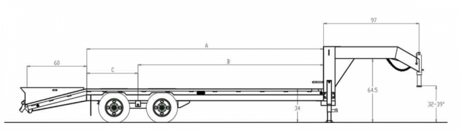New 2024 BIG TEX TRAILERS 22GN-30D5A-MRBK Flatbed Trailer (25' flat + 5' dovetail)