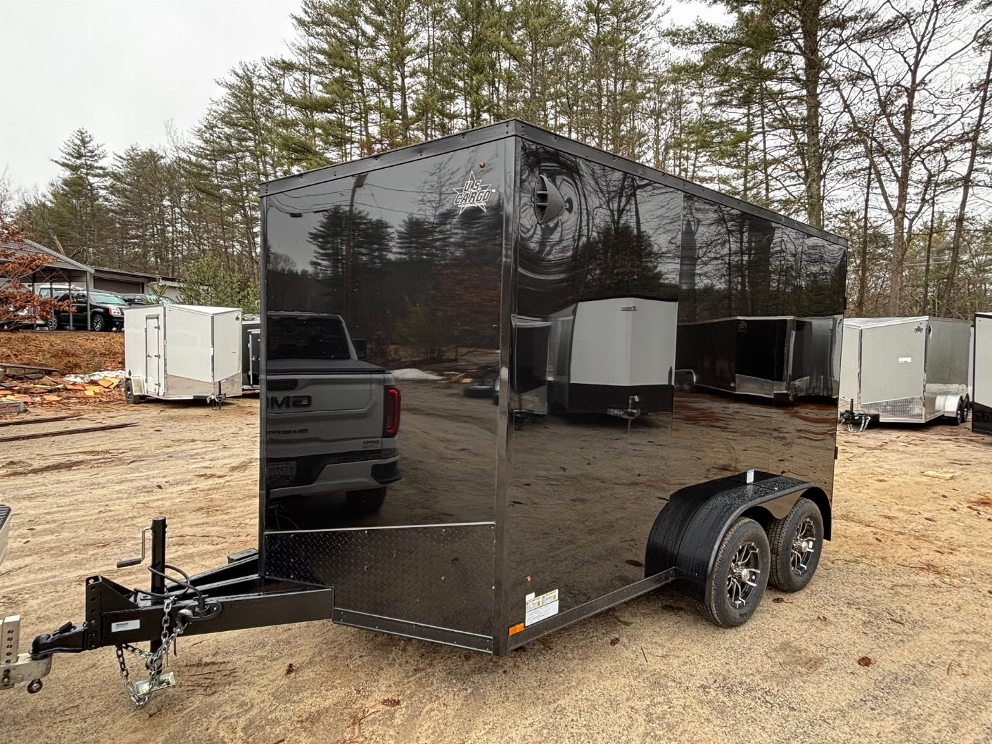 New 2025 US Cargo 7X12+ 2ft V-Nose /Polycore/ I-Beam Frame / BLACKOUT Package / 7' interior - 7000GVW