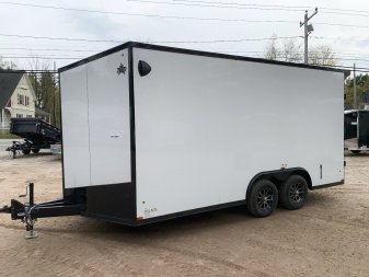 New 2025 US Cargo 8.5X16 + 3FT V nose/ BARN DOOR/ 7'6" interior/ I-Beam frame/ Polycore/ BLACKOUT- 7000gvw
