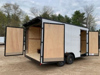 New 2025 US Cargo 8.5X16 + 3FT V nose/ BARN DOOR/ 7'6" interior/ I-Beam frame/ Polycore/ BLACKOUT- 7000gvw