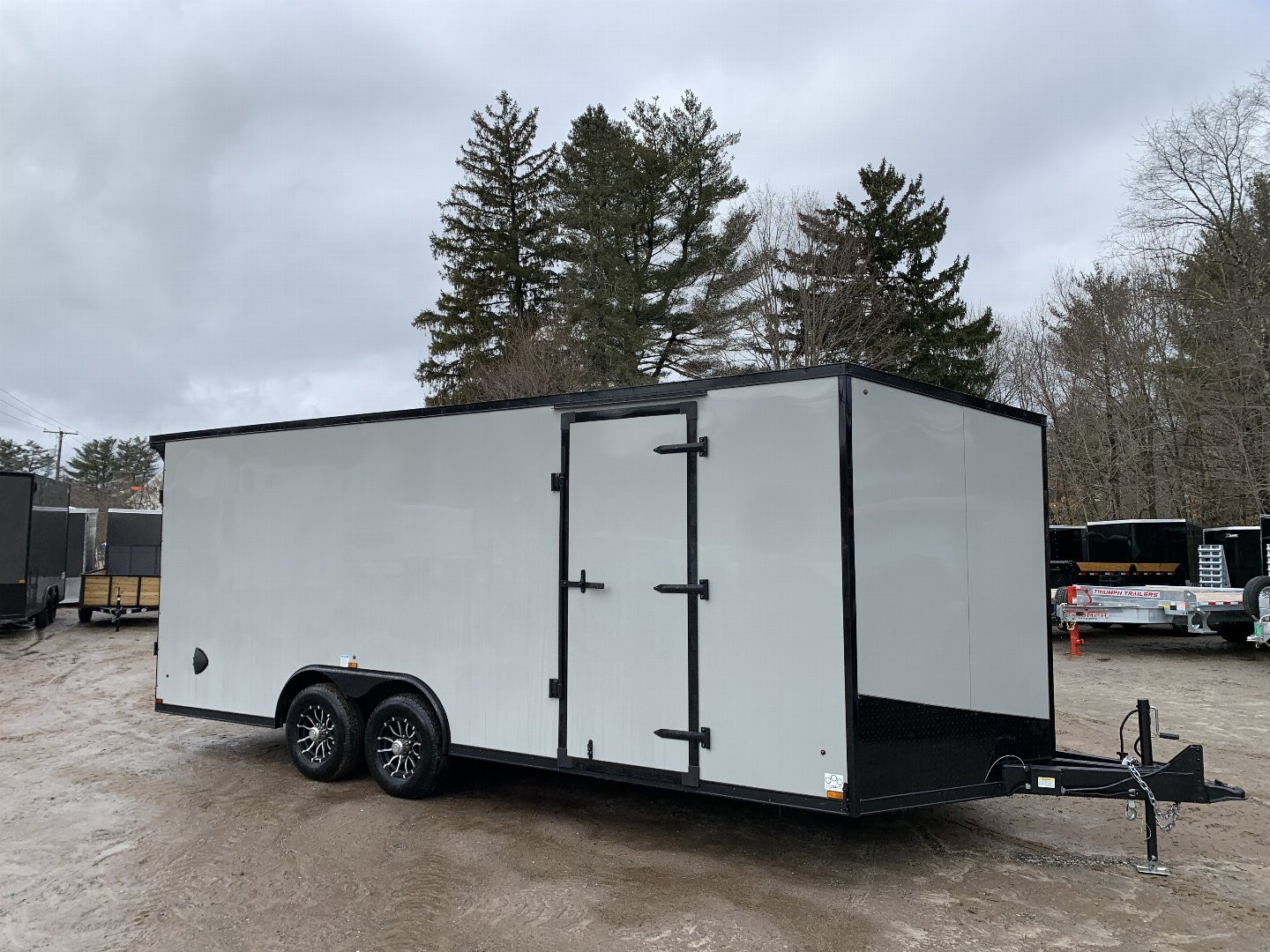 New 2025 US Cargo 8.5X20 + 3FT V nose/ 7' interior/ I-Beam frame/ Avalanche Grey/ Blackout Package-9990gvw