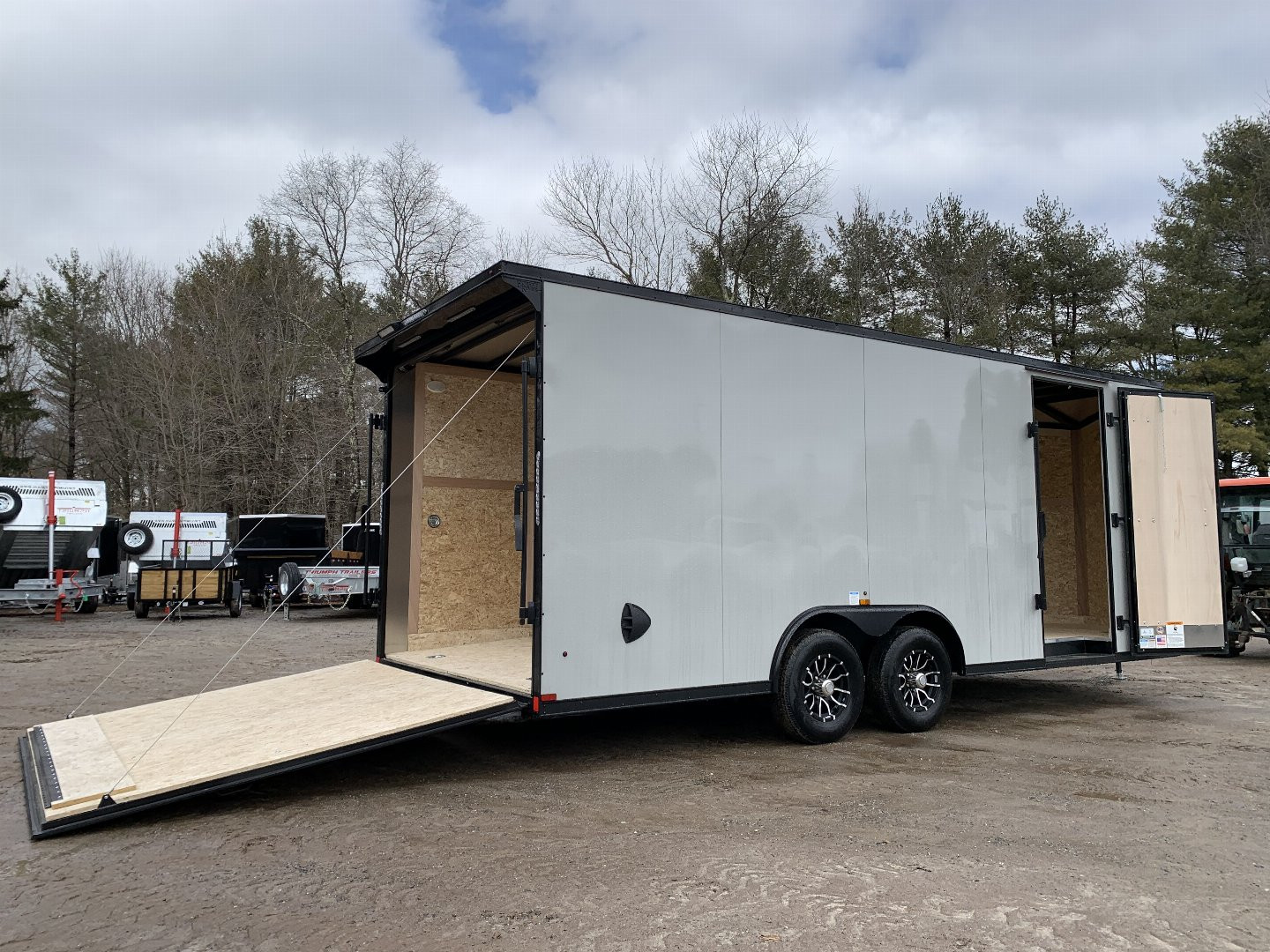 New 2025 US Cargo 8.5X20 + 3FT V nose/ 7' interior/ I-Beam frame/ Avalanche Grey/ Blackout Package-9990gvw