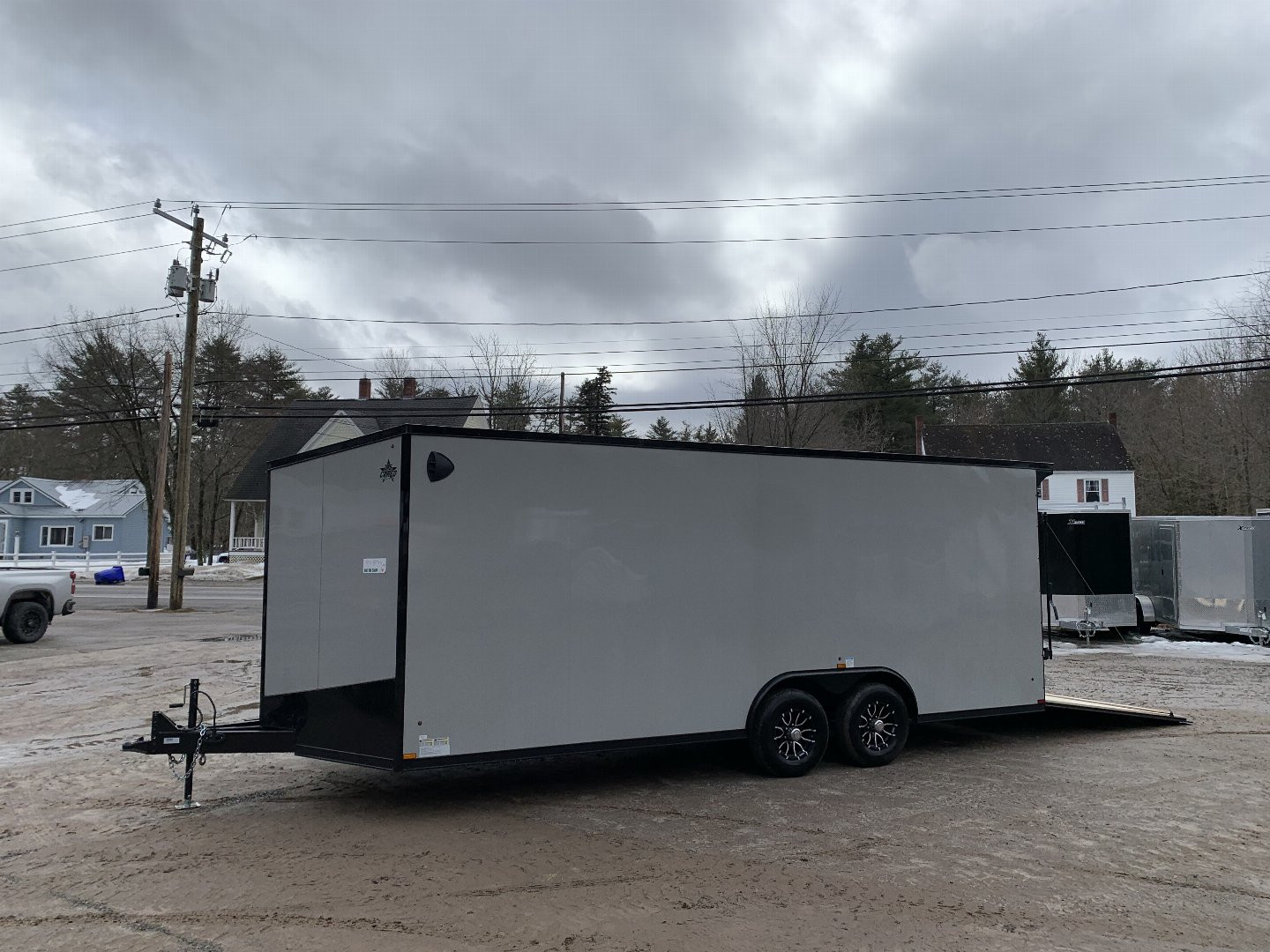 New 2025 US Cargo 8.5X20 + 3FT V nose/ 7' interior/ I-Beam frame/ Avalanche Grey/ Blackout Package-9990gvw