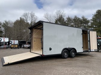 New 2025 US Cargo 8.5X20 + 3FT V nose/ 7' interior/ I-Beam frame/ Avalanche Grey/ Blackout Package-9990gvw