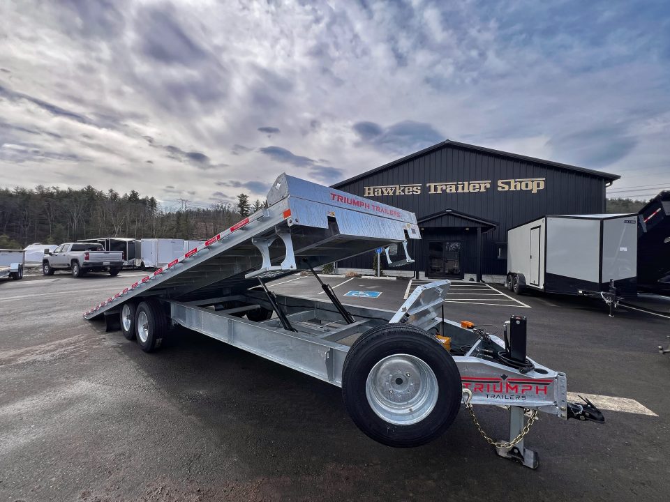 New 2026 Triumph galvanized 102x24 full power tilt deckover/12'' I-Beam/ Hydro Jack/ spare tire- 16k GVW