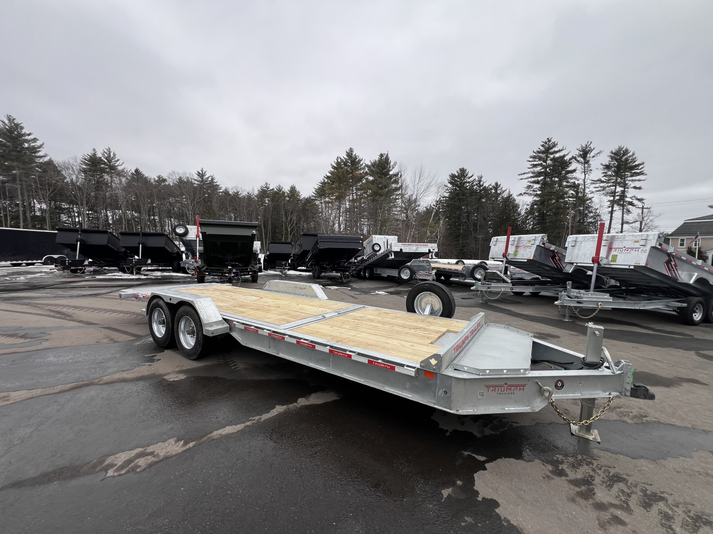 New 2026 Triumph galvanized 7x22 (16+6) Gravity Tilt w/ Stationary Deck/ 16k GVW