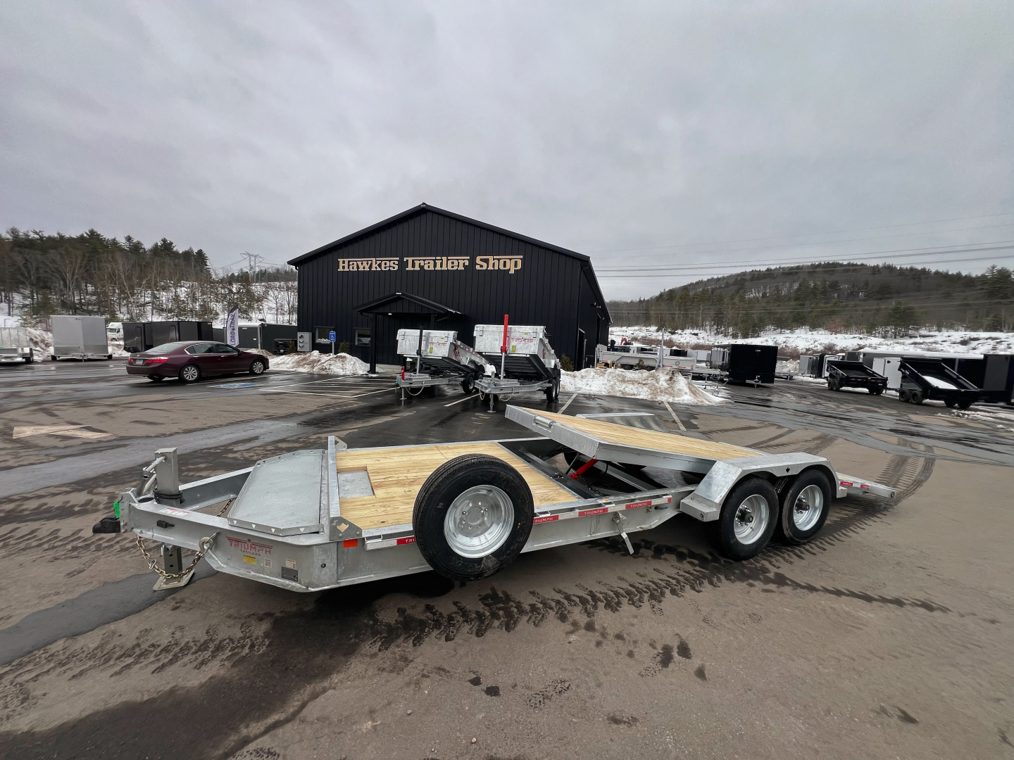 New 2026 Triumph galvanized 7x22 (16+6) Gravity Tilt w/ Stationary Deck/ 16k GVW