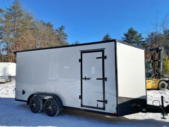 New 2025 US Cargo 7X16+ 2ft V-Nose/ Polycore /I-Beam Frame/ 7' interior/ BLACKOUT - 7000GVW