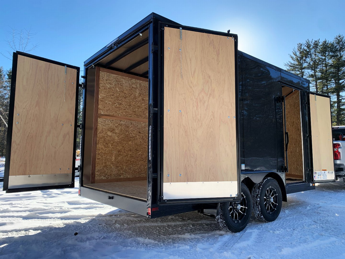 New 2025 US Cargo 7X14+ 2ft V-Nose/ Polycore /I-Beam Frame/ 7' interior/ Barn Doors/ BLACKOUT - 7000GVW