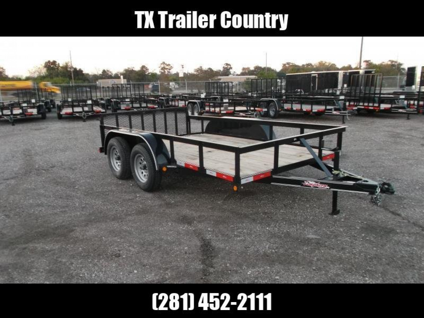 New 2025 Longhorn Trailers 77x12 Tandem Axle Utility Trailer / UTV Trailer / 2ft Dovetail / 2ft Ramp Gate / LED Lights