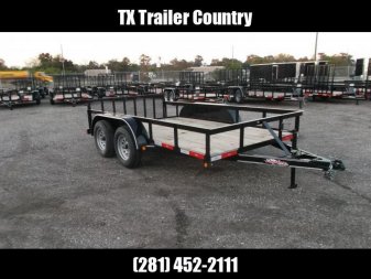New 2025 Longhorn Trailers 77x12 Tandem Axle Utility Trailer / UTV Trailer / 2ft Dovetail / 2ft Ramp Gate / LED Lights