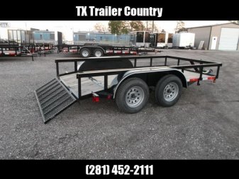 New 2025 Longhorn Trailers 77x12 Tandem Axle Utility Trailer / UTV Trailer / 2ft Dovetail / 2ft Ramp Gate / LED Lights