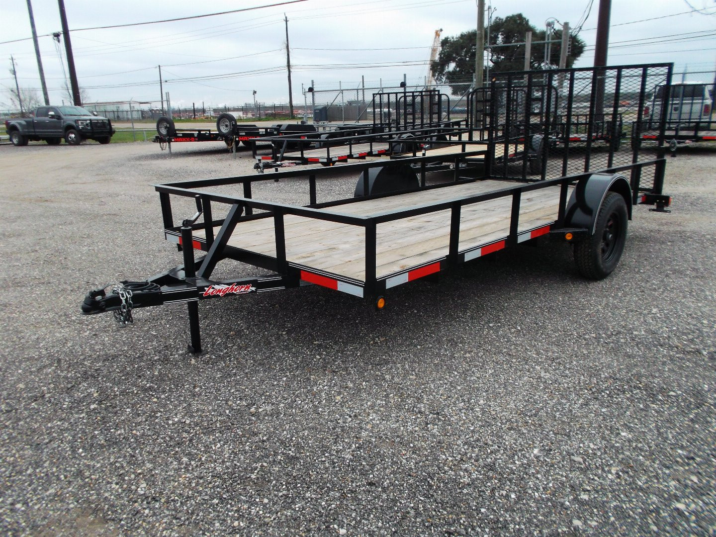 New 2025 LONGHORN TRAILERS 77x14 SA Utility Trailer / 4ft Heavy Duty Ramp Gate / LED Lights