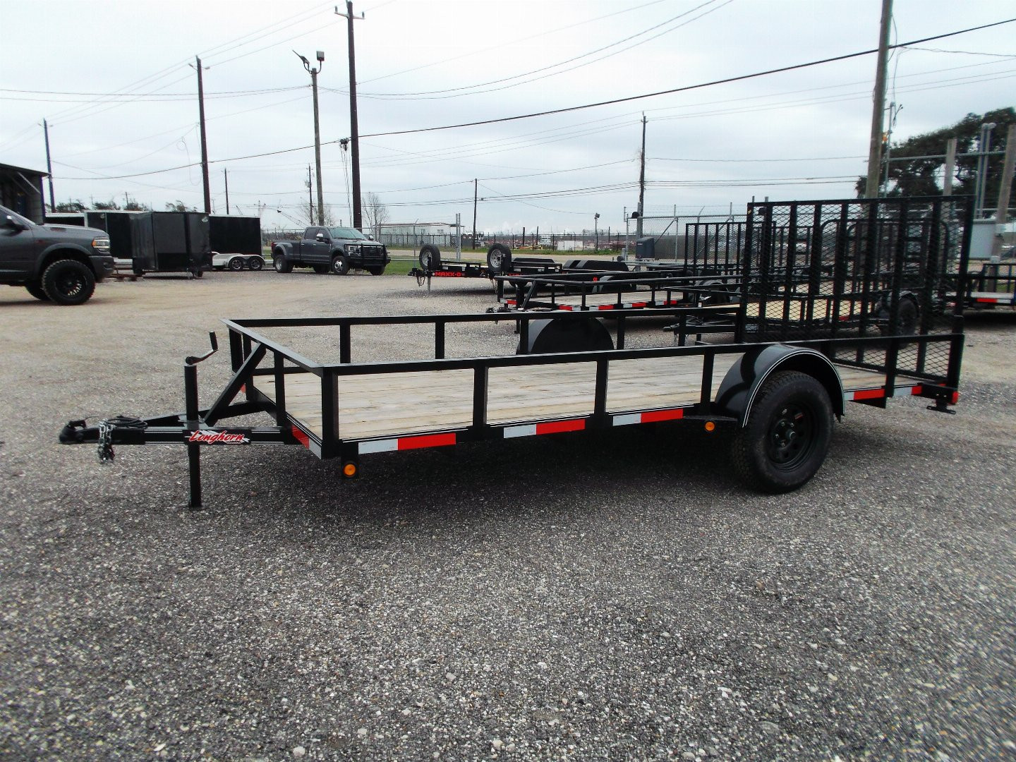 New 2025 LONGHORN TRAILERS 77x14 SA Utility Trailer / 4ft Heavy Duty Ramp Gate / LED Lights