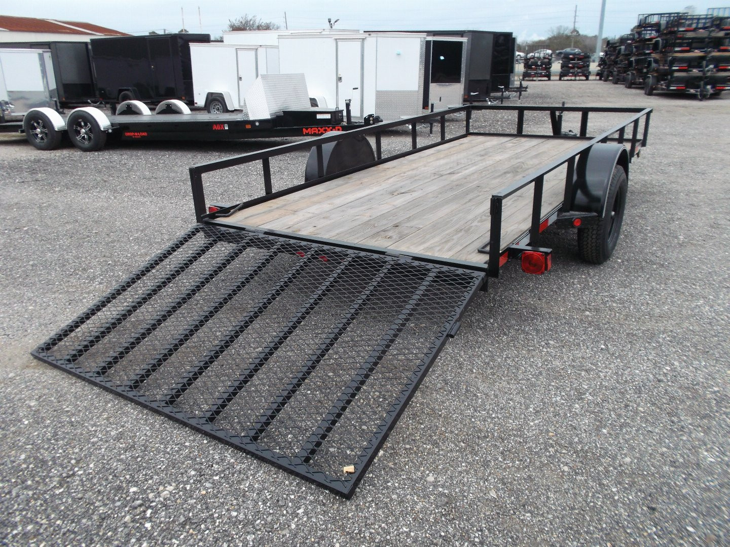 New 2025 LONGHORN TRAILERS 77x14 SA Utility Trailer / 4ft Heavy Duty Ramp Gate / LED Lights
