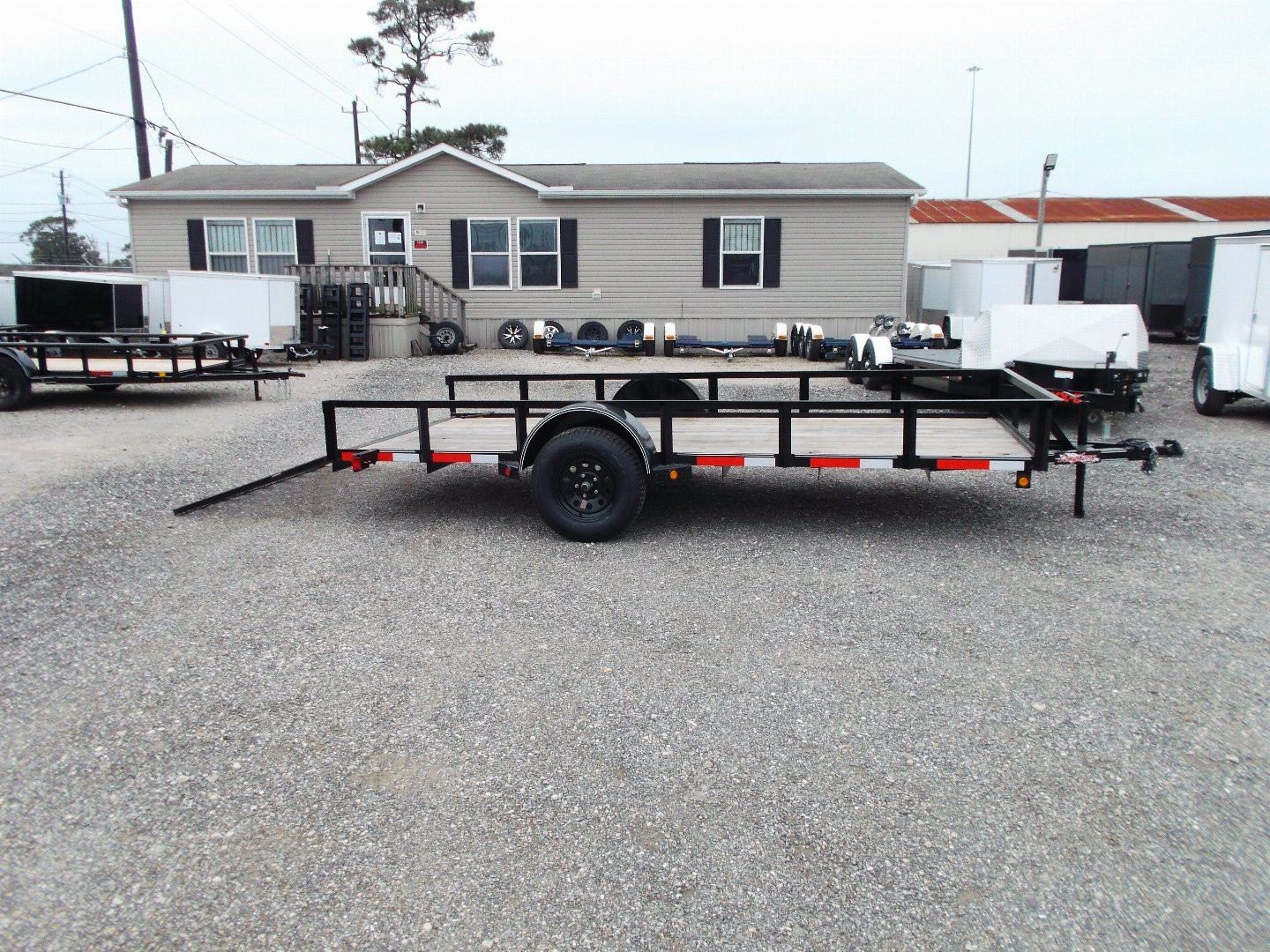 New 2025 LONGHORN TRAILERS 77x14 SA Utility Trailer / 4ft Heavy Duty Ramp Gate / LED Lights
