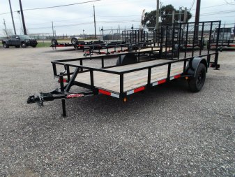 New 2025 LONGHORN TRAILERS 77x14 SA Utility Trailer / 4ft Heavy Duty Ramp Gate / LED Lights