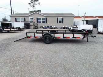 New 2025 LONGHORN TRAILERS 77x14 Single Axle Utility Trailer / 4ft Heavy Duty Ramp Gate / LED Lights