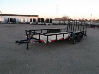 New 2025 Longhorn Trailers 83x14 Tandem Axle Utility Trailer / Lowboy Utility Trailer / 4ft Heavy Duty Ramp Gate / Electric Brakes / LED Lights