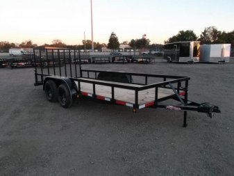 New 2025 Longhorn Trailers 83x14 Tandem Axle Utility Trailer / Lowboy Utility Trailer / 4ft Heavy Duty Ramp Gate / Electric Brakes / LED Lights