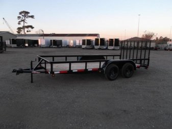 New 2025 Longhorn Trailers 83x14 Tandem Axle Utility Trailer / Lowboy Utility Trailer / 4ft Heavy Duty Ramp Gate / Electric Brakes / LED Lights