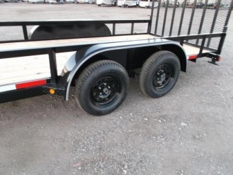 New 2025 Longhorn Trailers 83x14 Tandem Axle Utility Trailer / Lowboy Utility Trailer / 4ft Heavy Duty Ramp Gate / Electric Brakes / LED Lights