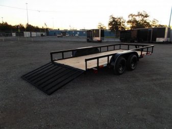 New 2025 Longhorn Trailers 83x14 Tandem Axle Utility Trailer / Lowboy Utility Trailer / 4ft Heavy Duty Ramp Gate / Electric Brakes / LED Lights