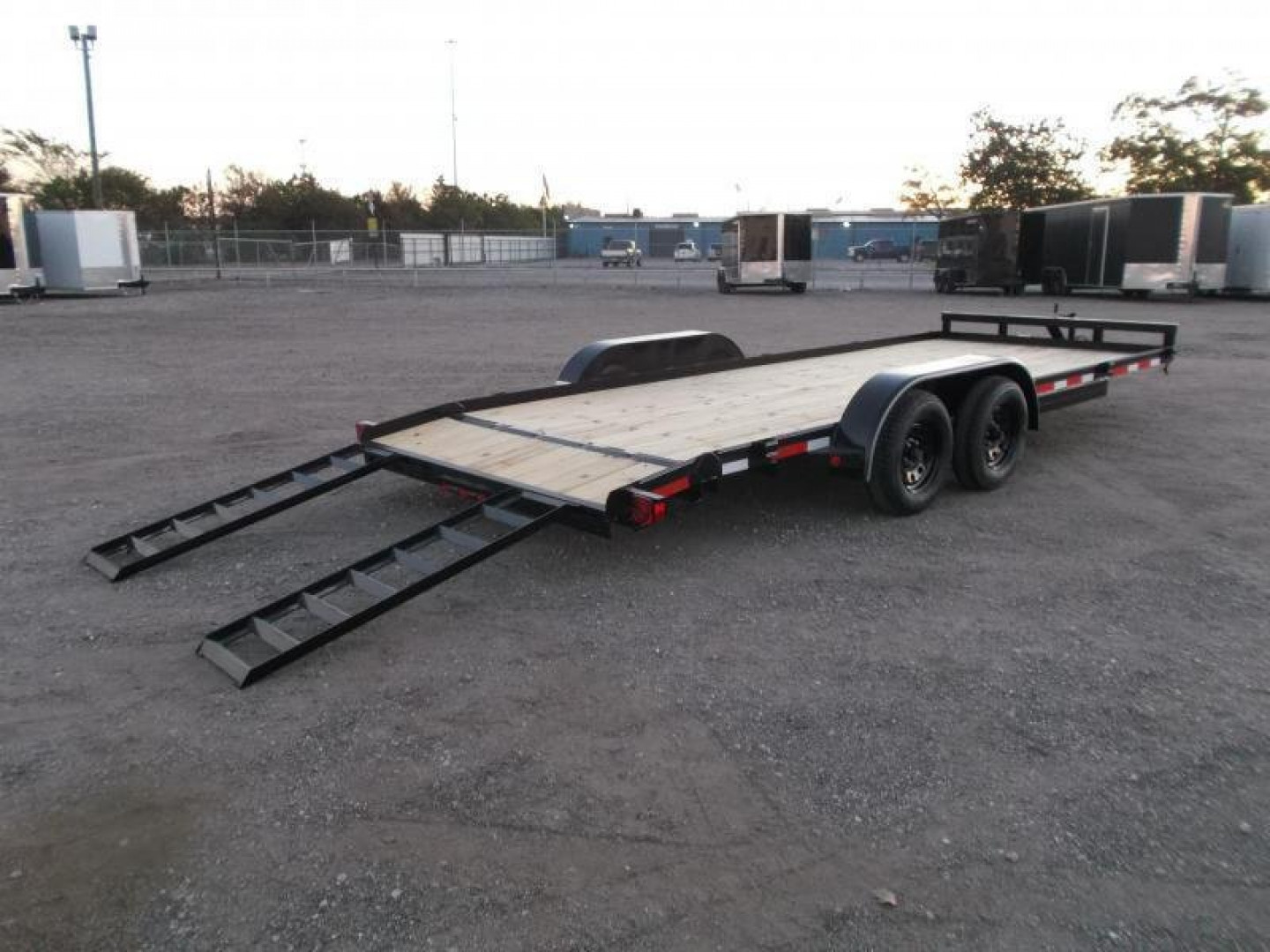 New 2025 LONGHORN TRAILERS 83x20 7K Car Hauler / Racing Trailer / 2ft Dovetail / 5ft Stow Away Ramps / Brakes / LED Lights