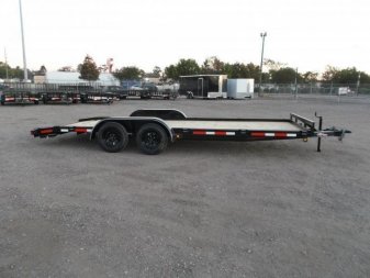 New 2025 LONGHORN TRAILERS 83x20 7K Car Hauler / Racing Trailer / 2ft Dovetail / 5ft Stow Away Ramps / Brakes / LED Lights