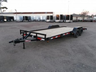 New 2025 LONGHORN TRAILERS 83x20 7K Car Hauler / Racing Trailer / 2ft Dovetail / 5ft Stow Away Ramps / Brakes / LED Lights