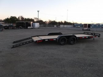 New 2025 LONGHORN TRAILERS 83x20 7K Car Hauler / Racing Trailer / 2ft Dovetail / 5ft Stow Away Ramps / Brakes / LED Lights