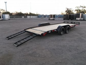New 2025 LONGHORN TRAILERS 83x20 7K Car Hauler / Racing Trailer / 2ft Dovetail / 5ft Stow Away Ramps / Brakes / LED Lights