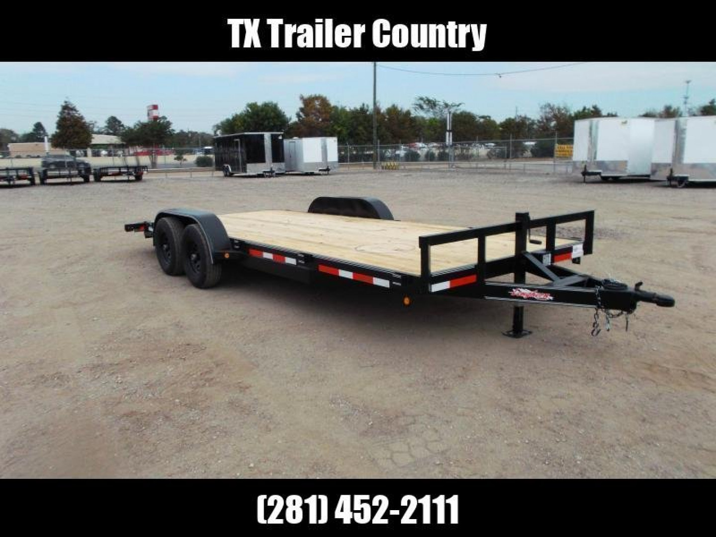 New 2025 LONGHORN TRAILERS 83x20 10K Car Hauler / Racing Trailer / Flat Deck / 5200# Axles / 7K Jack / 2ft Dovetail / 5ft C-Channel Ramps / LED Lights / Adjustable Coupler