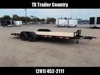 New 2025 LONGHORN TRAILERS 83x20 10K Car Hauler / Racing Trailer / Flat Deck / 5200# Axles / 7K Jack / 2ft Dovetail / 5ft C-Channel Ramps / LED Lights / Adjustable Coupler