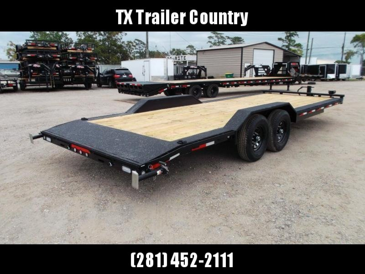 New 2026 MAXX-D 102x24 10K H5X Car Hauler / Flatbed Trailer / Equipment Hauler / Powder Coated / 5200# Axles / Drive Over Fenders / 5ft Stow Away C-Channel Ramps