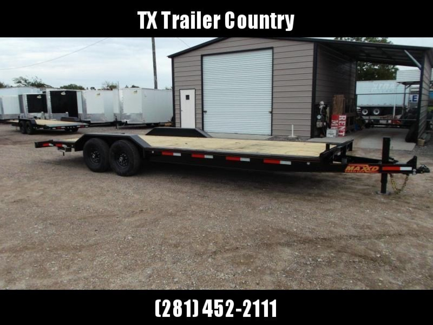 New 2026 MAXX-D 102x24 10K H5X Car Hauler / Flatbed Trailer / Equipment Hauler / Powder Coated / 5200# Axles / Drive Over Fenders / 5ft Stow Away C-Channel Ramps