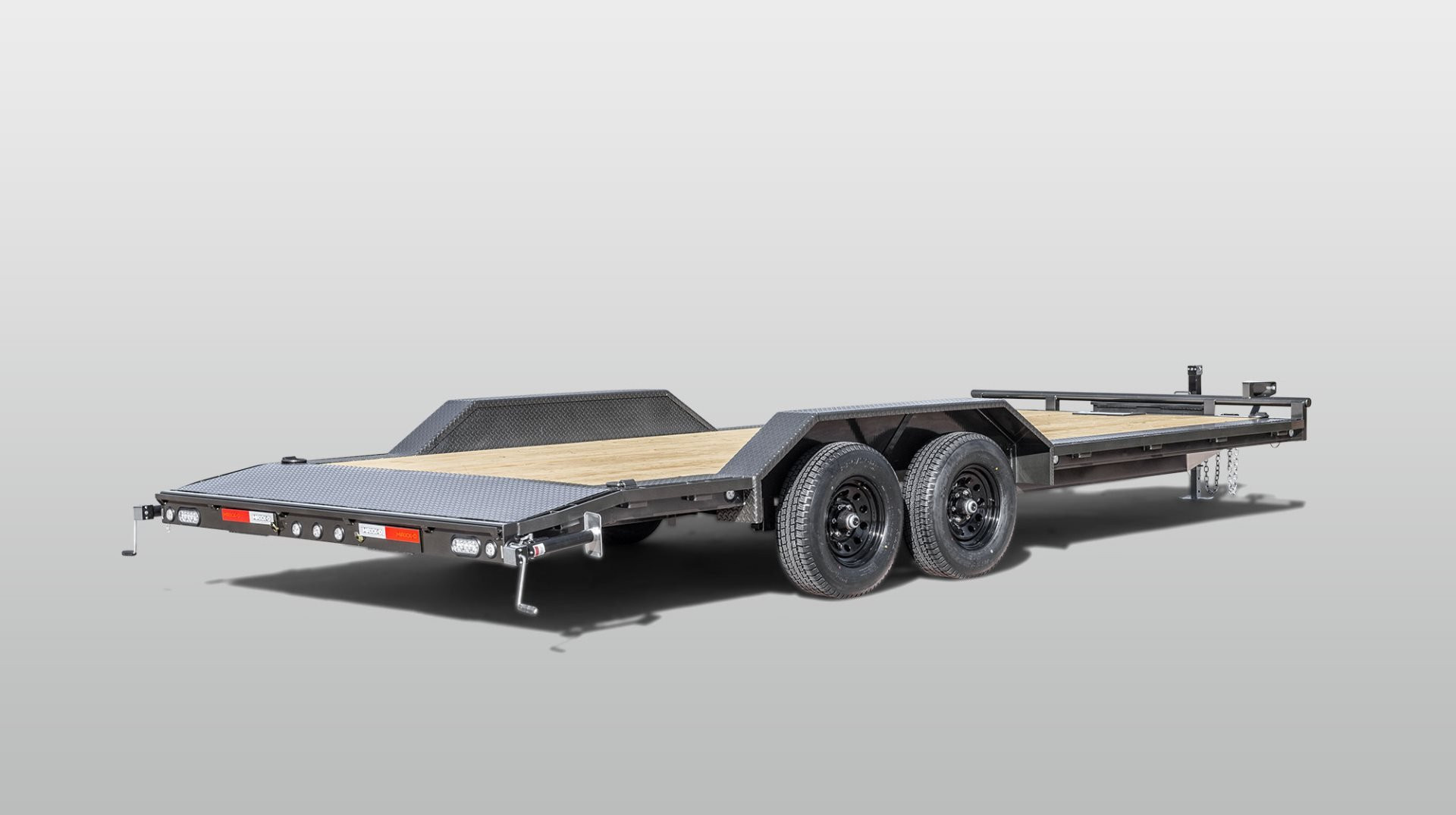 New 2026 MAXX-D 102x24 10K H5X Car Hauler / Flatbed Trailer / Equipment Hauler / Powder Coated / 5200# Axles / Drive Over Fenders / 5ft Stow Away C-Channel Ramps