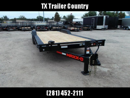New 2026 MAXX-D 102x24 10K H5X Car Hauler / Flatbed Trailer / Equipment Hauler / Powder Coated / 5200# Axles / Drive Over Fenders / 5ft Stow Away C-Channel Ramps