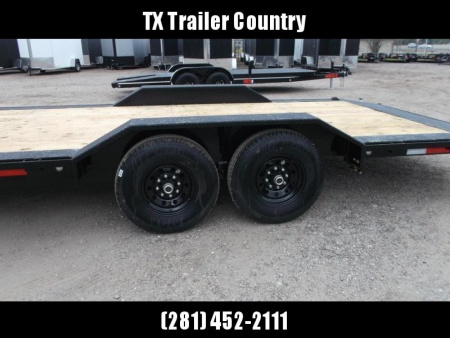New 2026 MAXX-D 102x24 10K H5X Car Hauler / Flatbed Trailer / Equipment Hauler / Powder Coated / 5200# Axles / Drive Over Fenders / 5ft Stow Away C-Channel Ramps