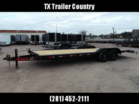 New 2026 MAXX-D 102x24 10K H5X Car Hauler / Flatbed Trailer / Equipment Hauler / Powder Coated / 5200# Axles / Drive Over Fenders / 5ft Stow Away C-Channel Ramps