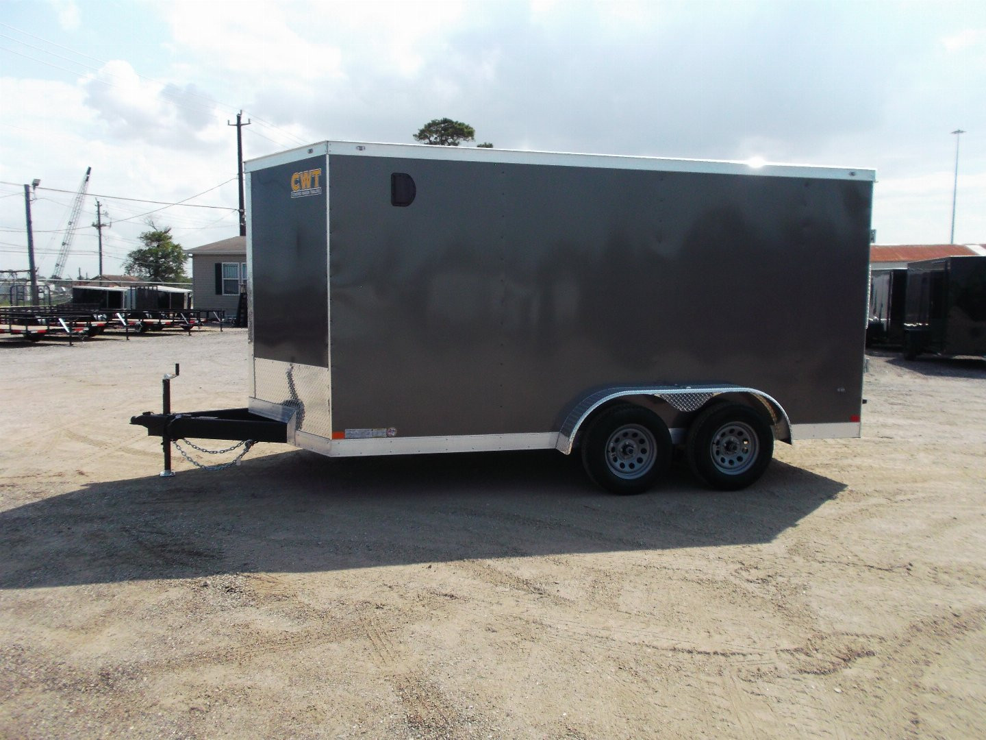New 2025 COVERED WAGON TRAILERS 7x14 Tandem Axle Cargo Trailer / Enclosed Trailer / 6'6" Interior / Extra Wide Ramp / 48" RV Door / LEDs / .030 Charcoal Gray Semi-Screwless Exterior