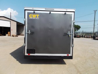 New 2025 COVERED WAGON TRAILERS 7x14 Tandem Axle Cargo Trailer / Enclosed Trailer / 6'6" Interior / Extra Wide Ramp / 48" RV Door / LEDs / .030 Charcoal Gray Semi-Screwless Exterior