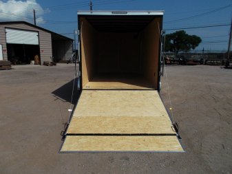 New 2025 COVERED WAGON TRAILERS 7x14 Tandem Axle Cargo Trailer / Enclosed Trailer / 6'6" Interior / Extra Wide Ramp / 48" RV Door / LEDs / .030 Charcoal Gray Semi-Screwless Exterior