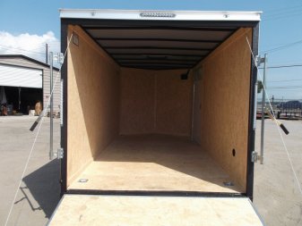 New 2025 COVERED WAGON TRAILERS 7x14 Tandem Axle Cargo Trailer / Enclosed Trailer / 6'6" Interior / Extra Wide Ramp / 48" RV Door / LEDs / .030 Charcoal Gray Semi-Screwless Exterior